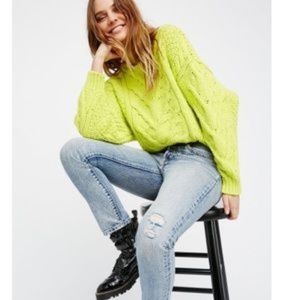 Free People Neon Green Sweater